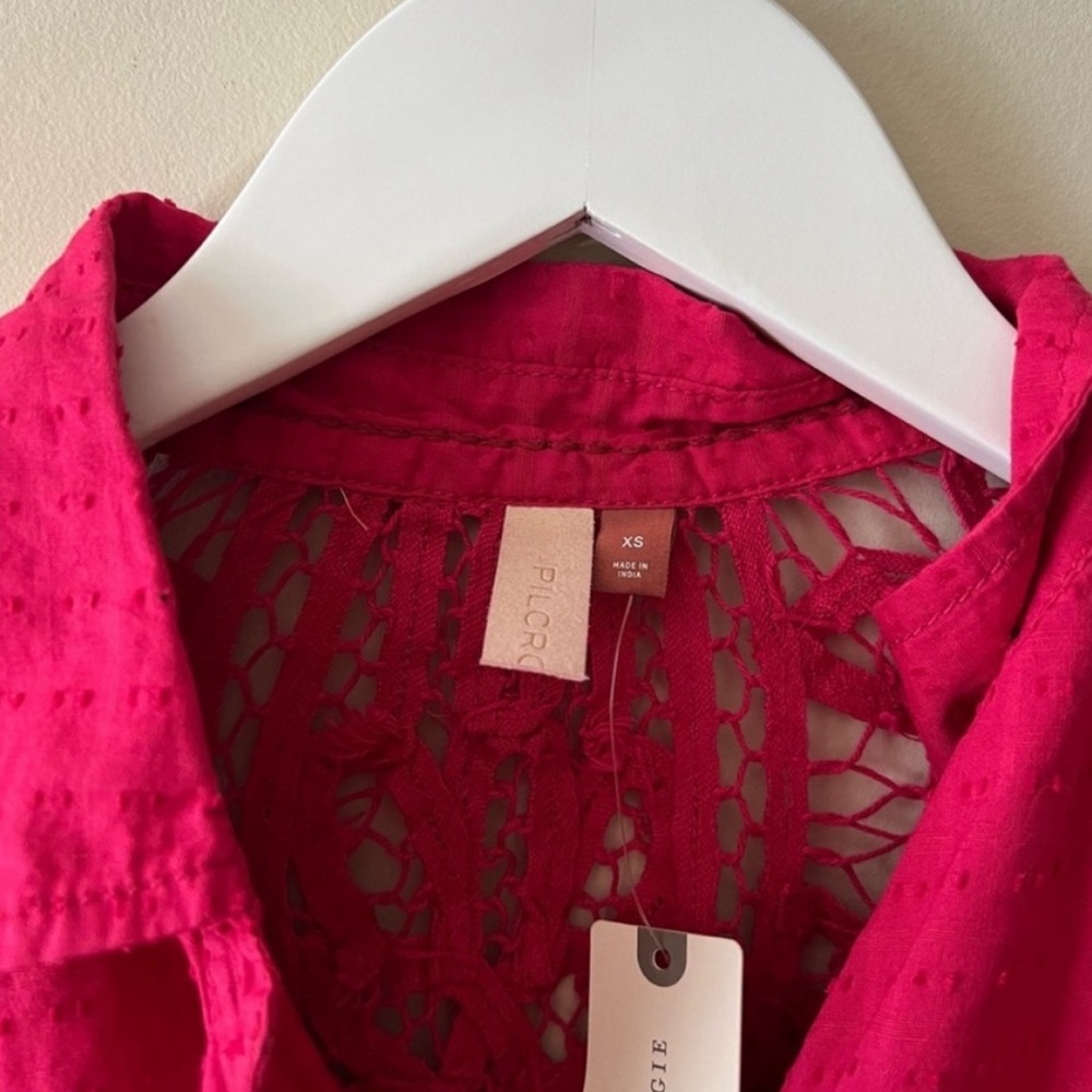 NWT Anthropologie Pilcro Lace Back Button Up Top Sz XS - Picture 11 of 15